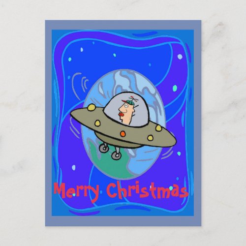 UFOMerry Christmas change text Holiday Postcard