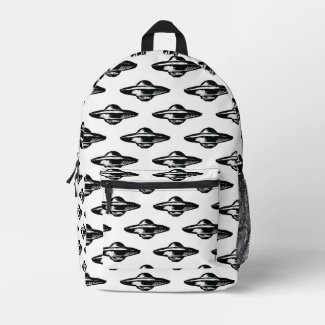 UFO, minimal black and white drawing , custom back