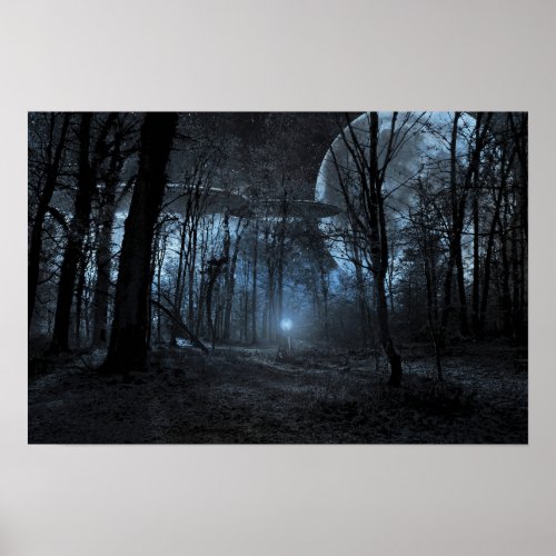 UFO moon forest Poster