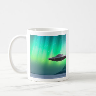 UFO northern lights coffee mug - believe
