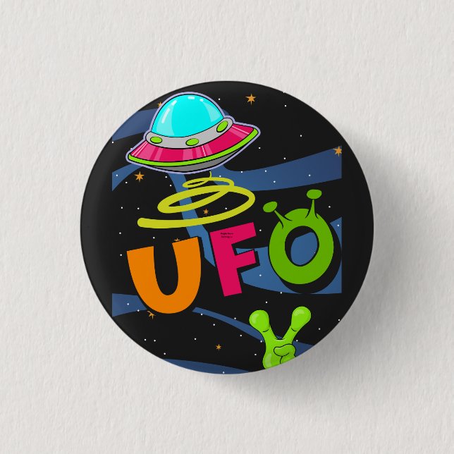 ufo on space say hello  button (Front)