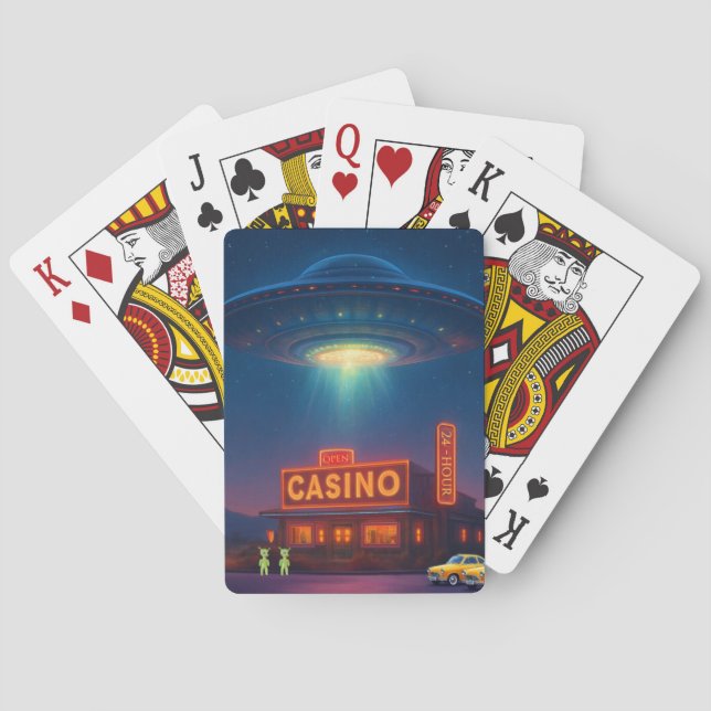 UFO Over Casino Playing Cards (Back)