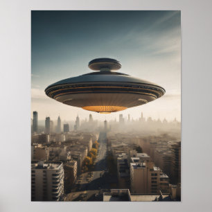 UFO Over City Poster