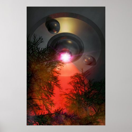 UFO over forest Poster