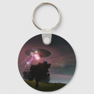 UFO Over Powerlines 2 Keychain