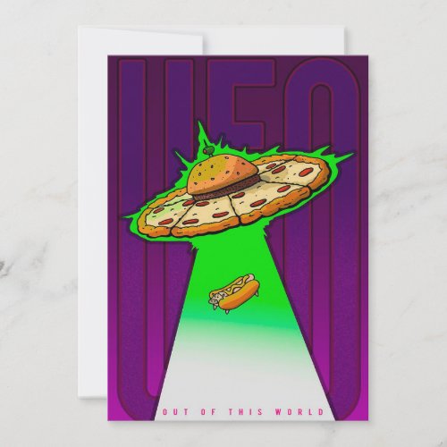 UFO PIZZA  COW  Cute Cow canvas Holiday Card