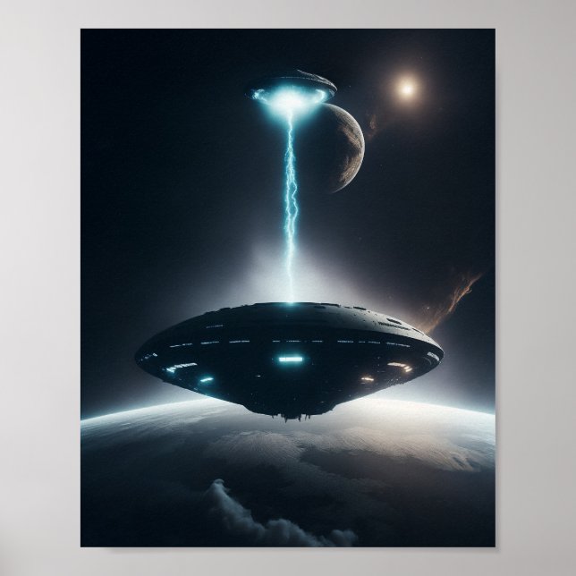 UFO Poster SCI FI Wall Art Alien Poster  (Front)