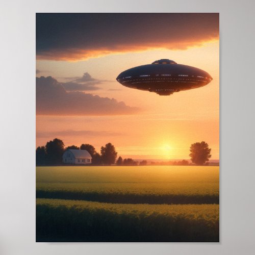UFO Poster SCI FI Wall Art Alien Poster 