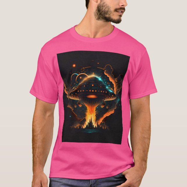 Ufo Retro Abduction City Alien Sci Fi Space Shirt  (Front)