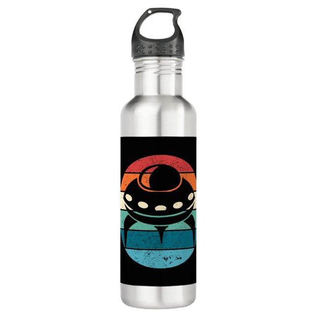 UFO Retro Sunset Stainless Steel Water Bottle (Front)