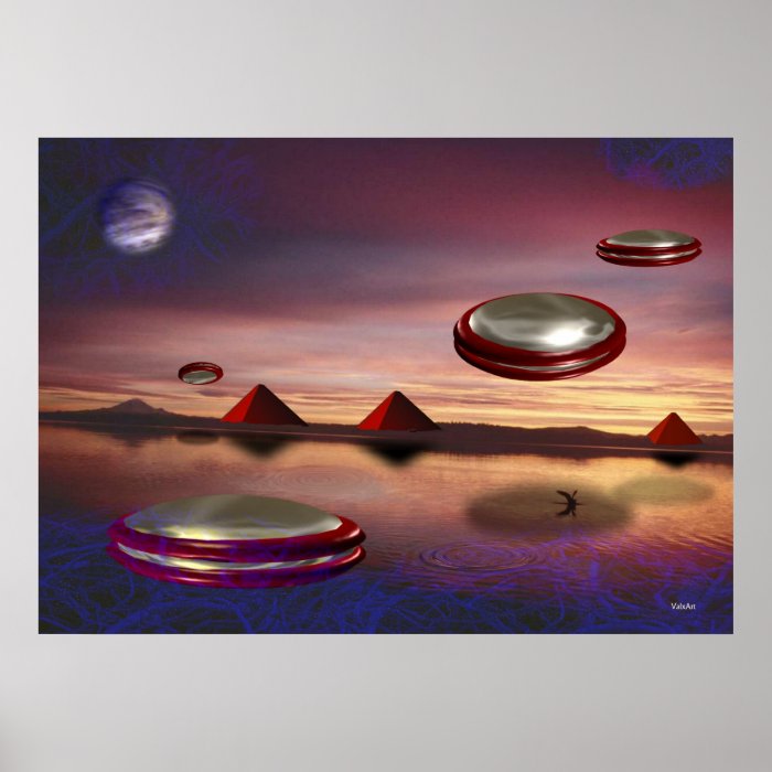 UFO rise above pyramids poster