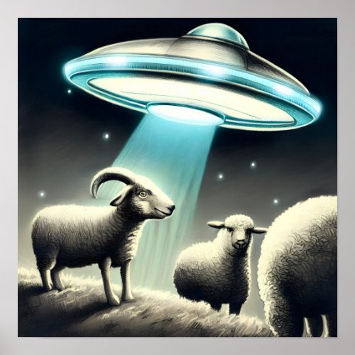 UFO sheep abduction Poster