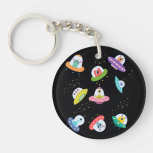 UFO SHIPS PATTERN KEYCHAIN