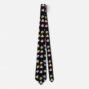 UFO SHIPS PATTERN NECK TIE