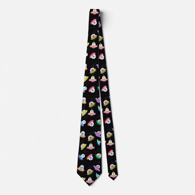 UFO SHIPS PATTERN NECK TIE (Front)