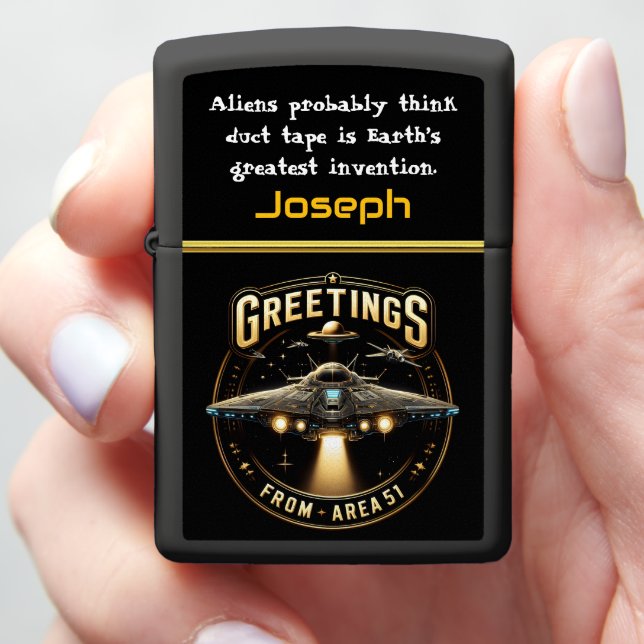 UFO Sighting Near Area 51 at Night Zippo Lighter (In Hand)