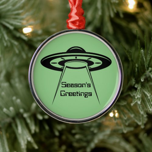 UFO Space Alien Sci Fi Flying Saucer Metal Ornament
