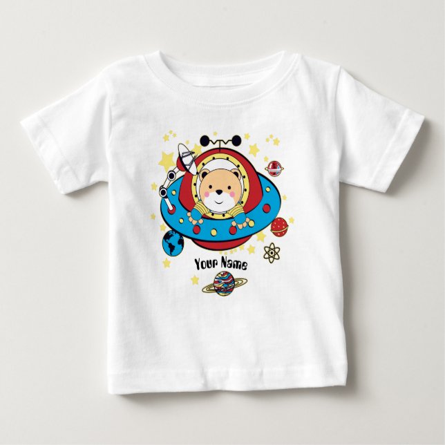 UFO Space Bear Baby T-Shirt (Front)