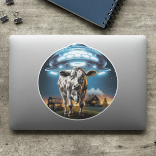 UFO Space Ship Cow Sticker