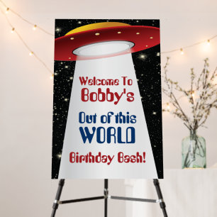 UFO Space Theme Foam Board Welcome Sign