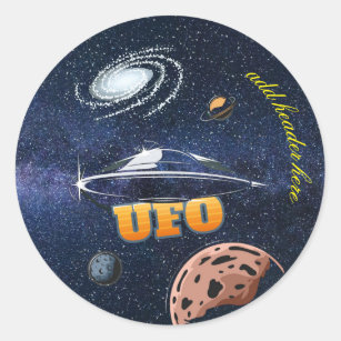 UFO Space Travel Round Sticker