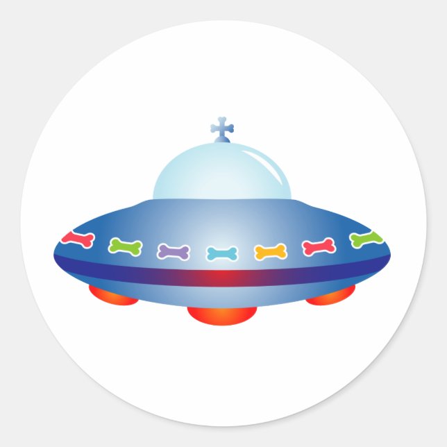 UFO Spaceship Classic Round Sticker (Front)