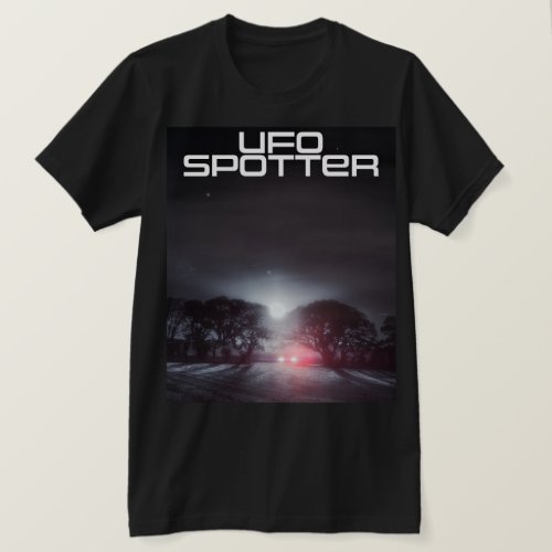UFO spotter lone car in a dark field T_Shirt