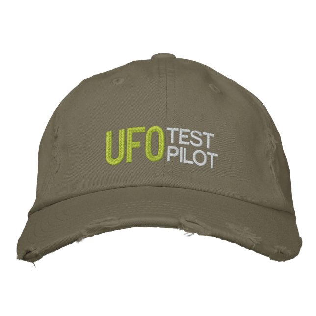 UFO Test Pilot Embroidered Baseball Hat (Front)