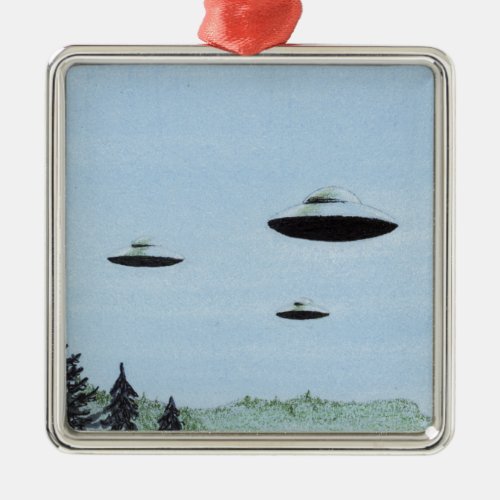 UFO Trio Metal Ornament