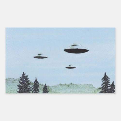 UFO Trio Rectangular Sticker