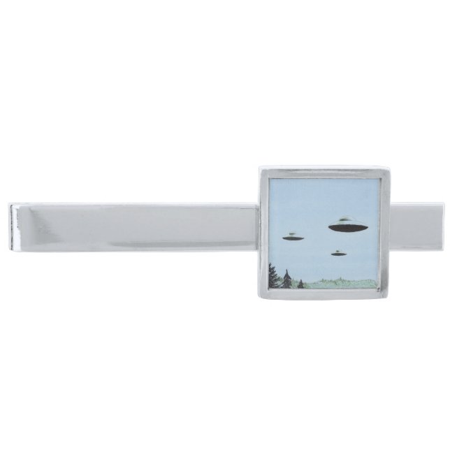 UFO Trio Silver Finish Tie Bar (Front)