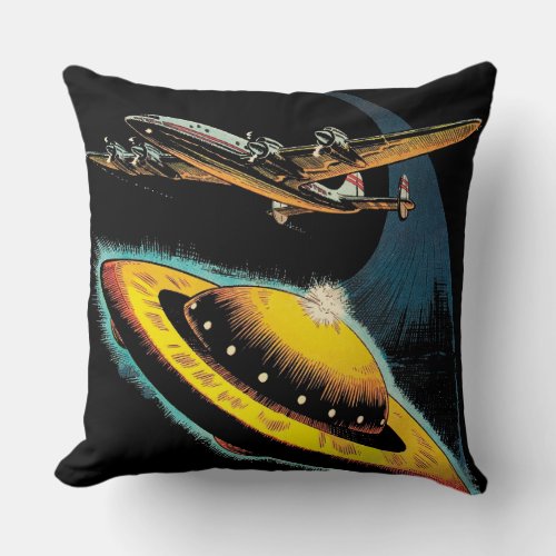 UFO WAR X SPACESHIP Vintage SciFi Pillow Cover