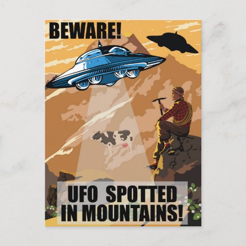 UFO Warning Postcard