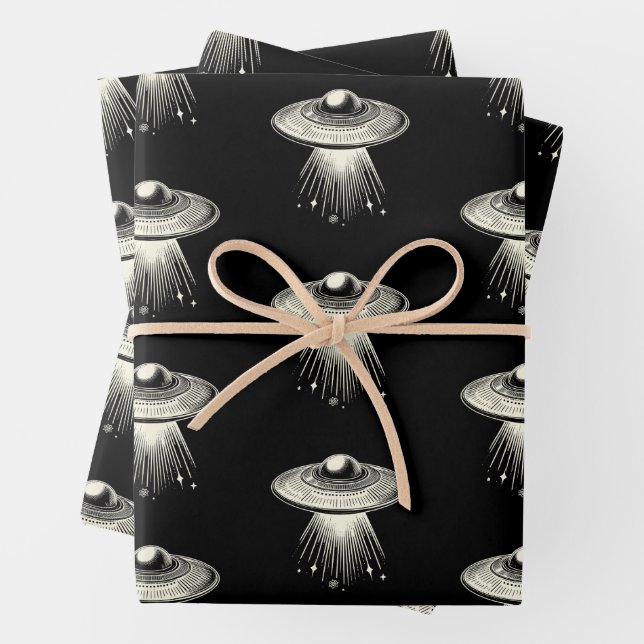 UFO Wrapping Paper Flat Sheet Set of 3 (In situ)
