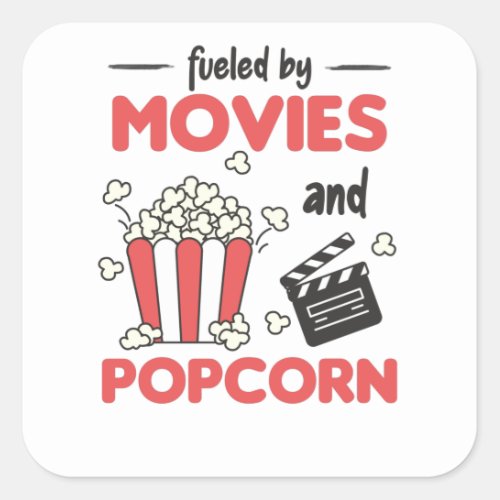 Ufolfs Films And Popcorn Movies Cinema Square Sticker