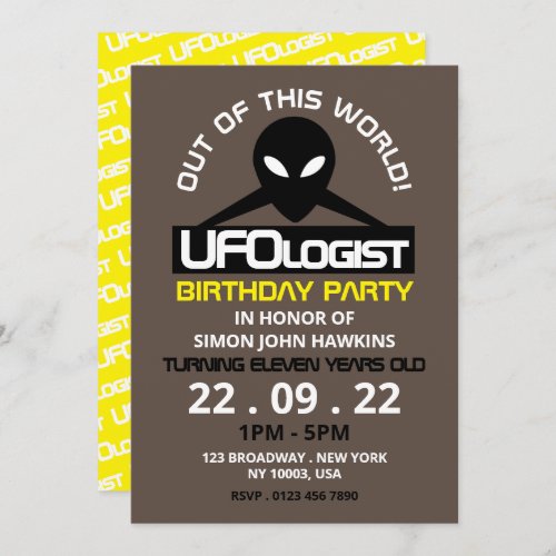 UFOlogist Party Birthday Invitation