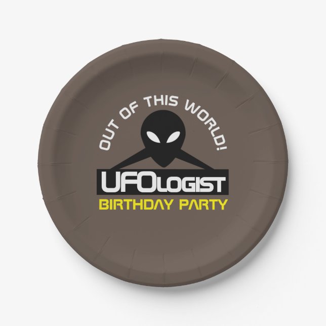 UFOlogist Party, Birthday Paper Plates (Front)
