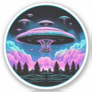 UFOs Alien Invasion Aesthetic  Sticker