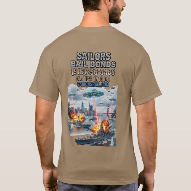 UFOs attack US Navy in San Francisco Bay T-Shirt (Back)