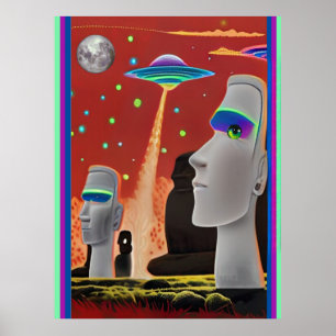 UFOs Move the Moai Poster