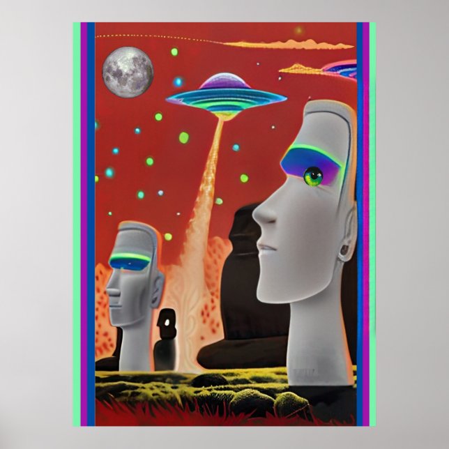 UFOs Move the Moai Poster (Front)
