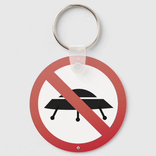 UFO's no parking! Alien Spaceship Humor Keychain (Front)