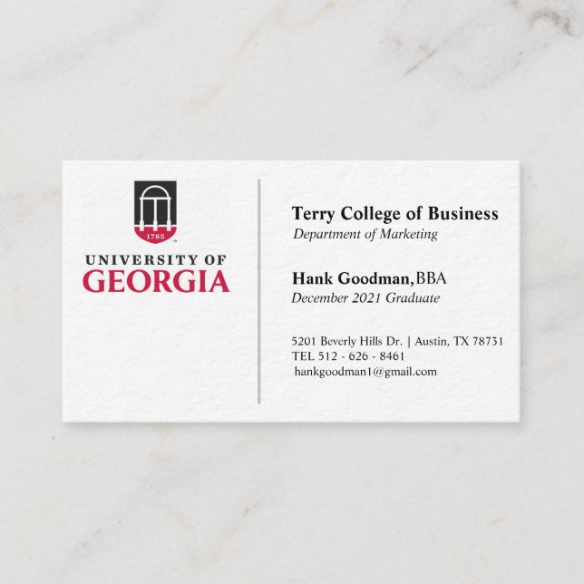 UGA business card.  Card (Front)