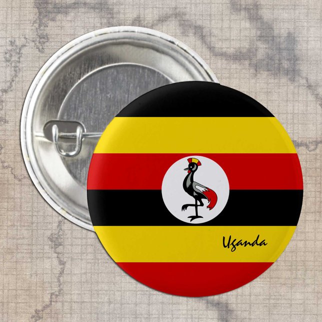 Uganda button, patriotic Ugandan Flag fashion Button (Creator Uploaded)
