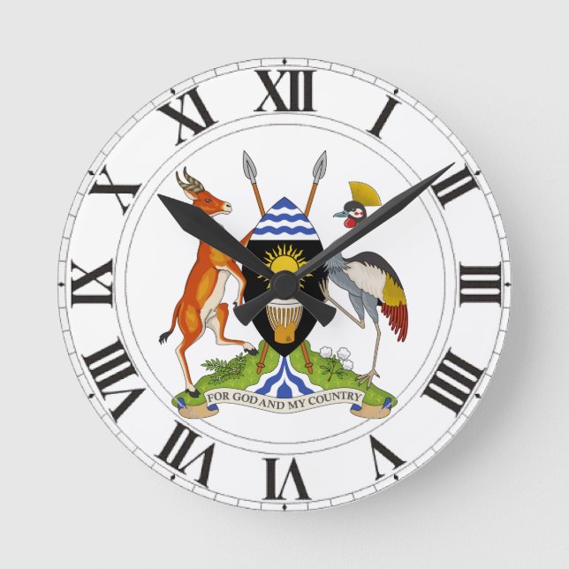 Uganda Coat of Arms Round Clock (Front)