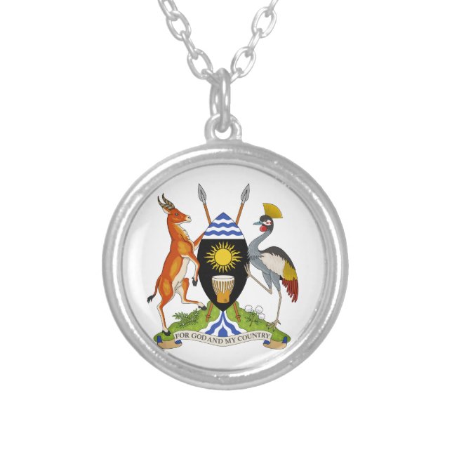 Uganda Coat of Arms Silver Plated Necklace (Front)