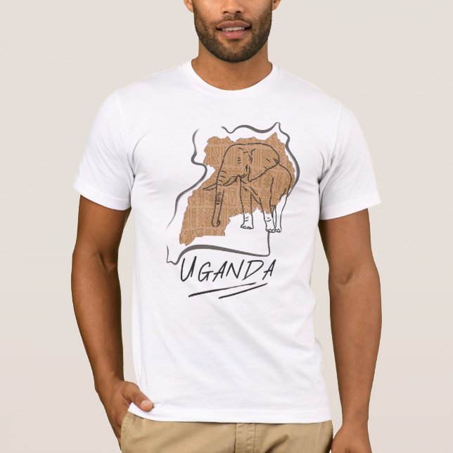 Uganda Elephant Map Outline  T-Shirt (Front)