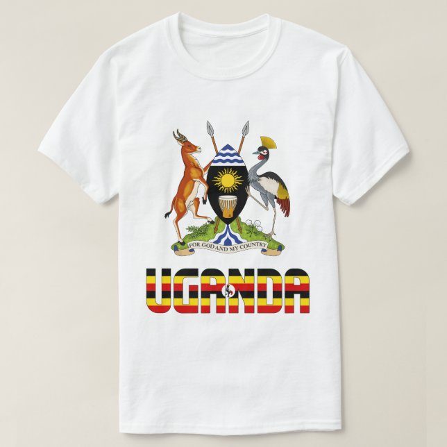 Uganda Flag and Coat Of Arms Patriotic T-Shirt (Design Front)