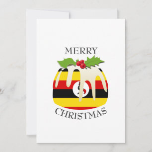 UGANDA FLAG   Christmas Pudding   Festive Holiday Card