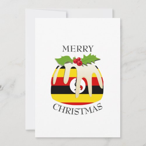 UGANDA FLAG  Christmas Pudding  Festive Holiday Card